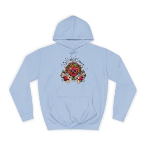 SCCC Colorful Sugar Skull Cozy Unisex College Hoodie with Star Design, College Apparel, School Spirit, Casual Wear, Gift for Students