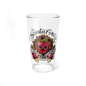 Santa Cruz Cider Sugar Skull Mixing Glass | 16oz Cocktail Glass | Unique Barware | Decorative Gift for Cider Lovers | Housewarming & Party Drinkware